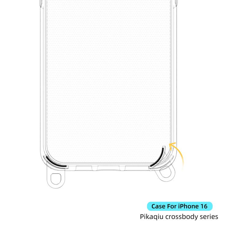For iPhone 16 Kalebol Minimalist High Transparency Multi Color Lanyard Hole Phone Case