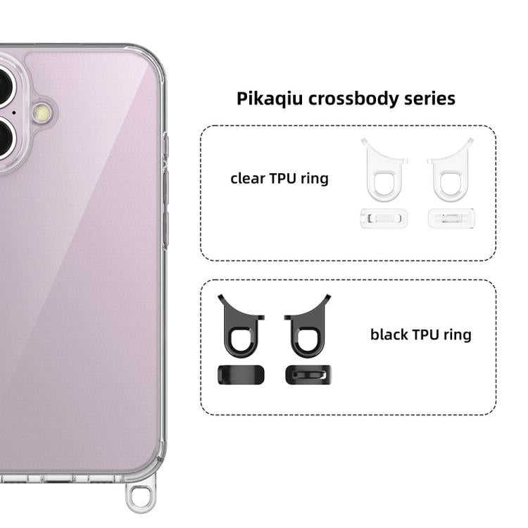 For iPhone 16 Kalebol Minimalist High Transparency Multi Color Lanyard Hole Phone Case
