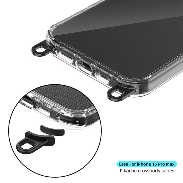 For iPhone 15 Pro Max Kalebol Minimalist High Transparency Multi Color Lanyard Hole Phone Case
