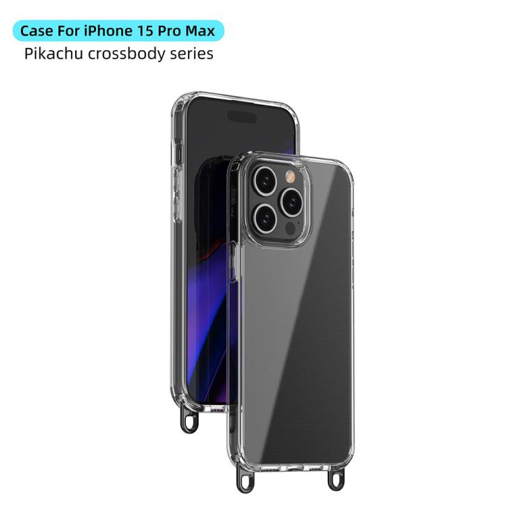 For iPhone 15 Pro Max Kalebol Minimalist High Transparency Multi Color Lanyard Hole Phone Case
