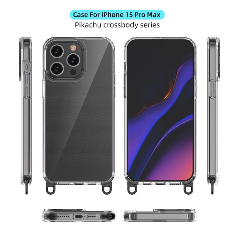 For iPhone 15 Pro Max Kalebol Minimalist High Transparency Multi Color Lanyard Hole Phone Case
