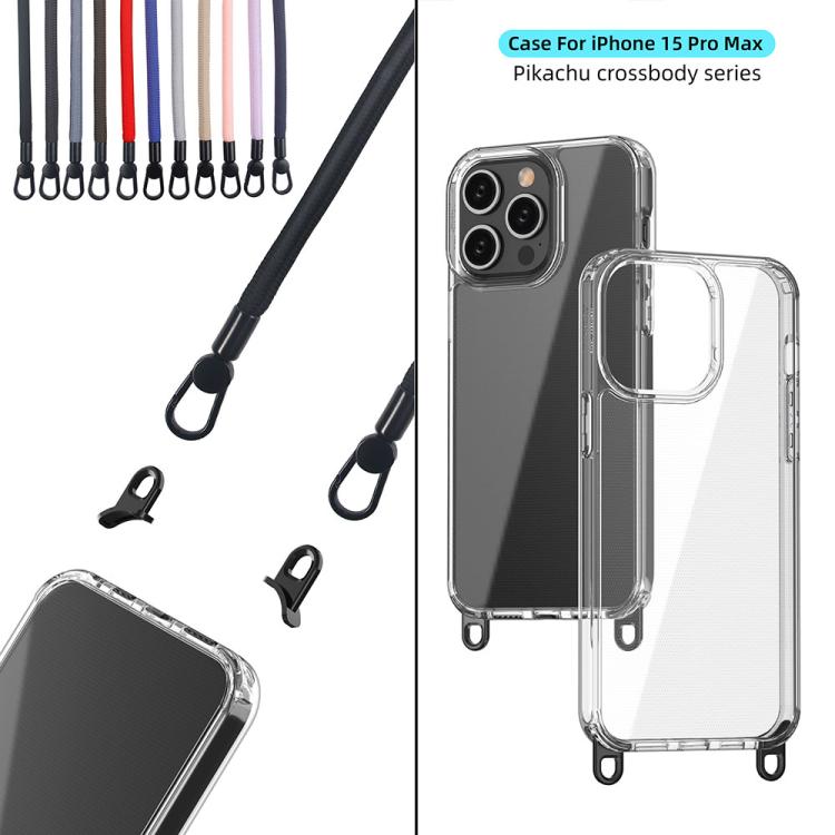 For iPhone 15 Pro Max Kalebol Minimalist High Transparency Multi Color Lanyard Hole Phone Case