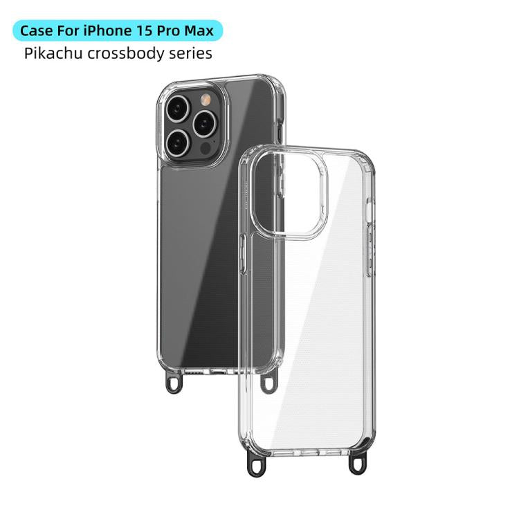 For iPhone 15 Pro Max Kalebol Minimalist High Transparency Multi Color Lanyard Hole Phone Case