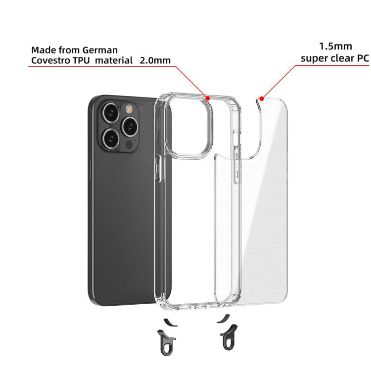For iPhone 15 Pro Max Kalebol Minimalist High Transparency Multi Color Lanyard Hole Phone Case