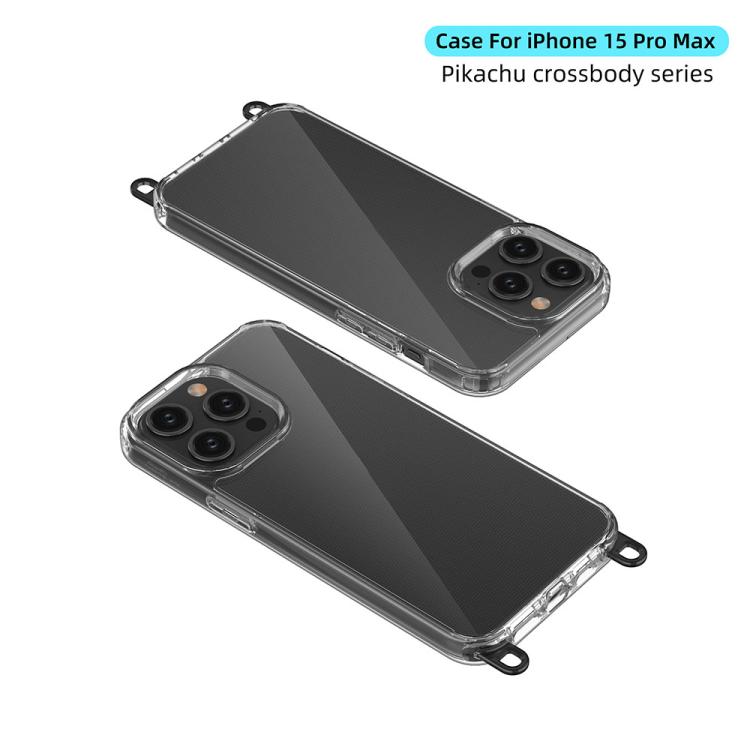 For iPhone 15 Pro Max Kalebol Minimalist High Transparency Multi Color Lanyard Hole Phone Case