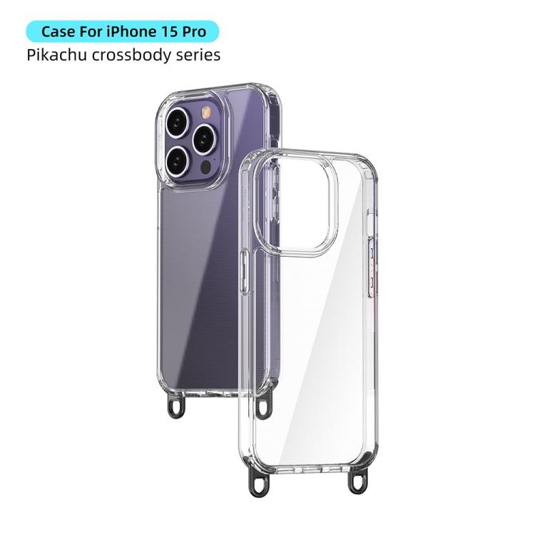 For iPhone 15 Pro Kalebol Minimalist High Transparency Multi Color Lanyard Hole Phone Case
