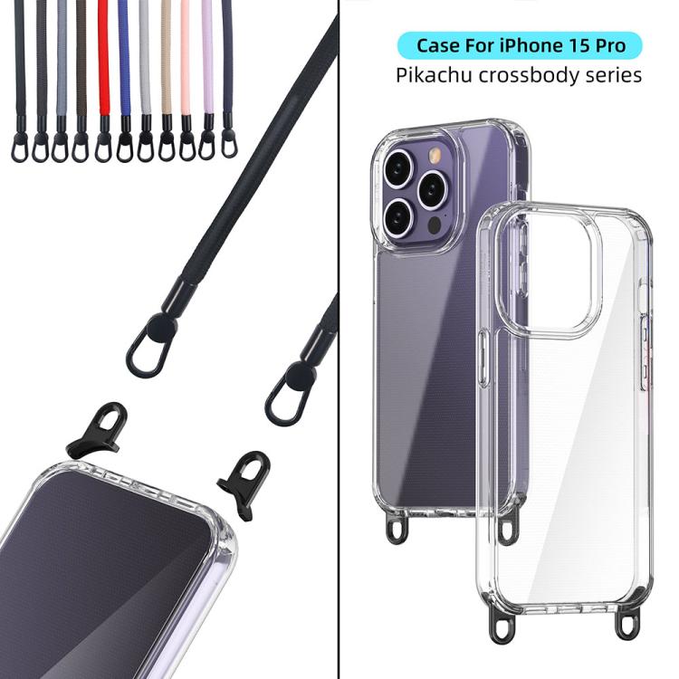 For iPhone 15 Pro Kalebol Minimalist High Transparency Multi Color Lanyard Hole Phone Case