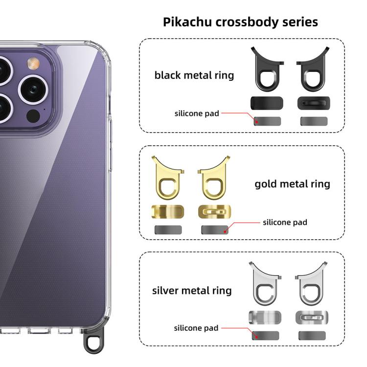 For iPhone 15 Pro Kalebol Minimalist High Transparency Multi Color Lanyard Hole Phone Case