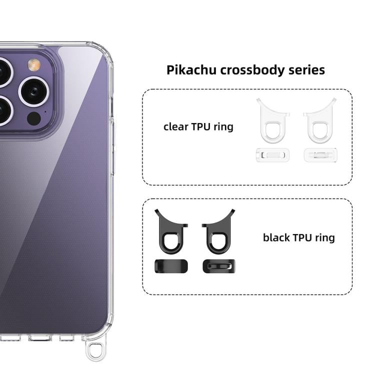For iPhone 15 Pro Kalebol Minimalist High Transparency Multi Color Lanyard Hole Phone Case