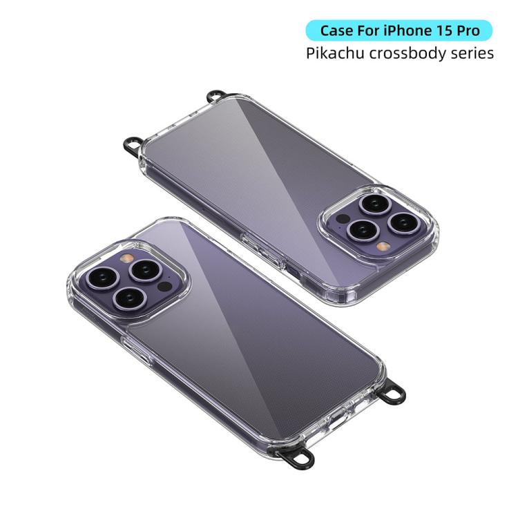 For iPhone 15 Pro Kalebol Minimalist High Transparency Multi Color Lanyard Hole Phone Case
