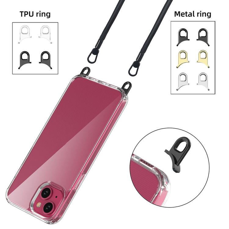 For iPhone 15 Plus Kalebol Minimalist High Transparency Multi Color Lanyard Hole Phone Case