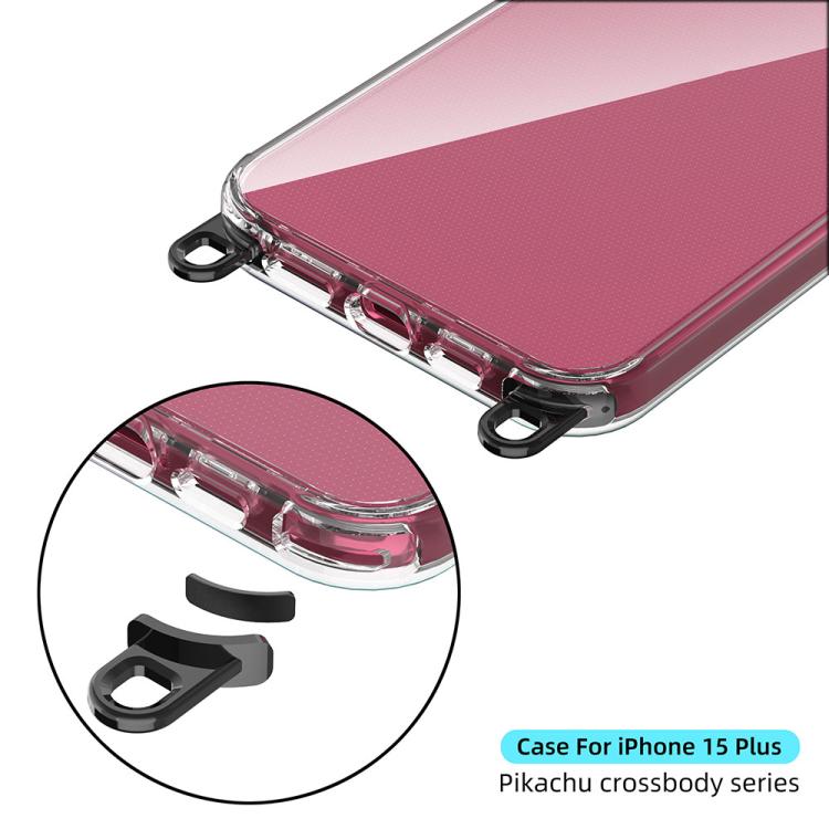 For iPhone 15 Plus Kalebol Minimalist High Transparency Multi Color Lanyard Hole Phone Case