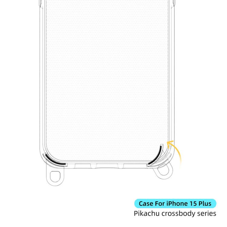 For iPhone 15 Plus Kalebol Minimalist High Transparency Multi Color Lanyard Hole Phone Case