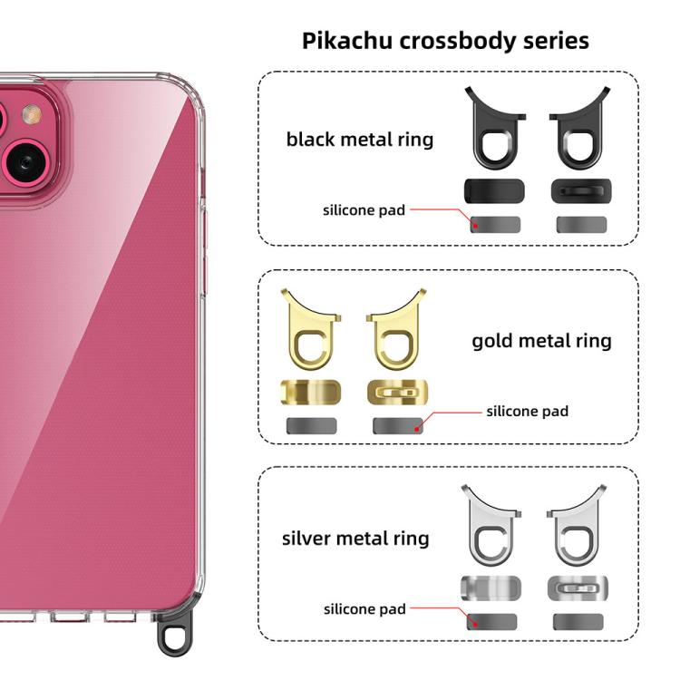 For iPhone 15 Plus Kalebol Minimalist High Transparency Multi Color Lanyard Hole Phone Case