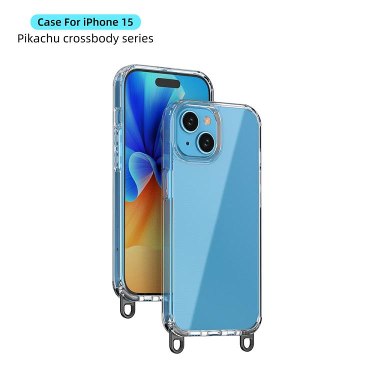 For iPhone 15 Kalebol Minimalist High Transparency Multi Color Lanyard Hole Phone Case