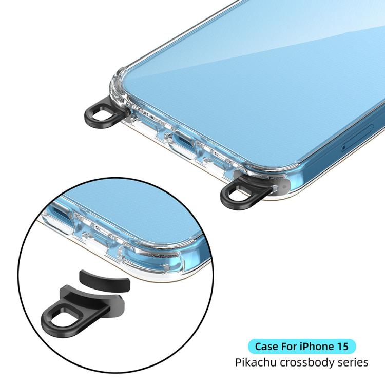 For iPhone 15 Kalebol Minimalist High Transparency Multi Color Lanyard Hole Phone Case