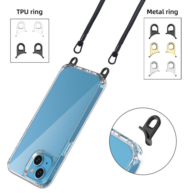 For iPhone 15 Kalebol Minimalist High Transparency Multi Color Lanyard Hole Phone Case