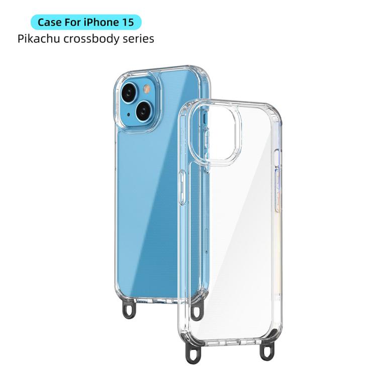 For iPhone 15 Kalebol Minimalist High Transparency Multi Color Lanyard Hole Phone Case