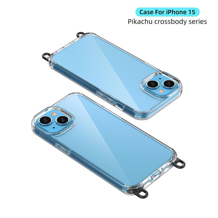 For iPhone 15 Kalebol Minimalist High Transparency Multi Color Lanyard Hole Phone Case