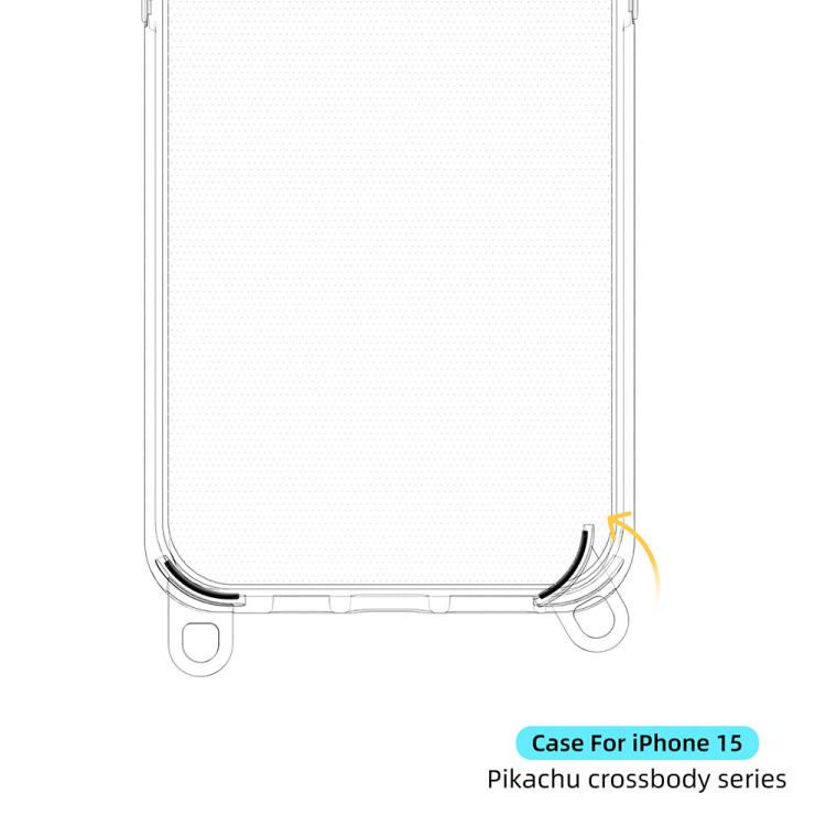 For iPhone 15 Kalebol Minimalist High Transparency Multi Color Lanyard Hole Phone Case