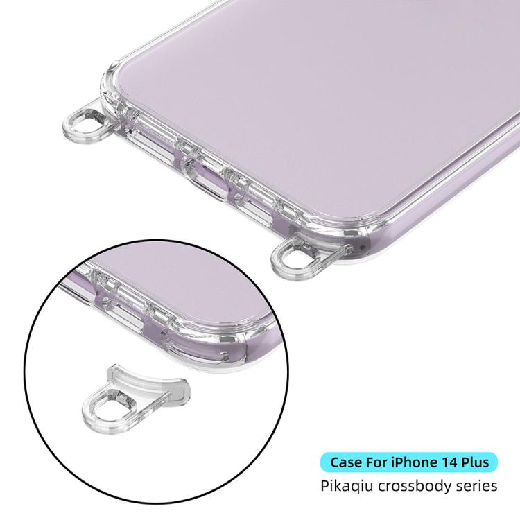 For iPhone 14 Plus Kalebol Minimalist High Transparency Multi Color Lanyard Hole Phone Case