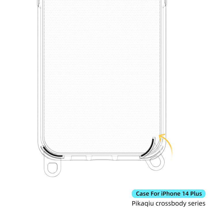 For iPhone 14 Plus Kalebol Minimalist High Transparency Multi Color Lanyard Hole Phone Case