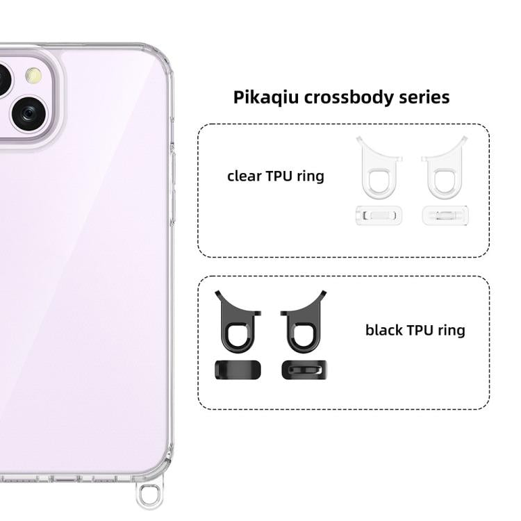 For iPhone 14 Plus Kalebol Minimalist High Transparency Multi Color Lanyard Hole Phone Case