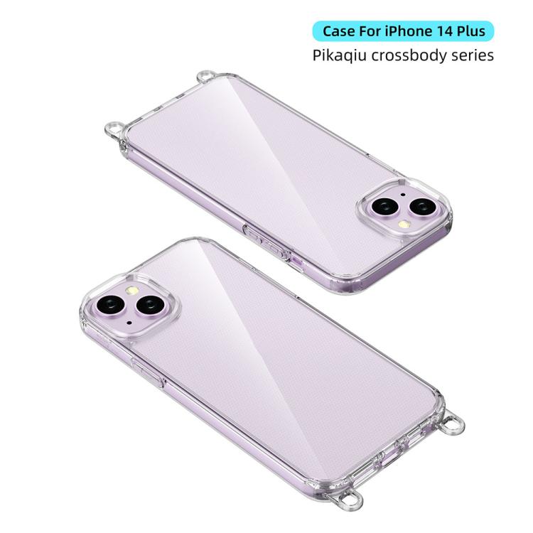 For iPhone 14 Plus Kalebol Minimalist High Transparency Multi Color Lanyard Hole Phone Case