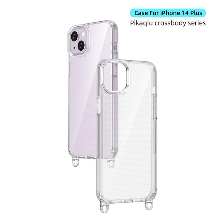 For iPhone 14 Plus Kalebol Minimalist High Transparency Multi Color Lanyard Hole Phone Case