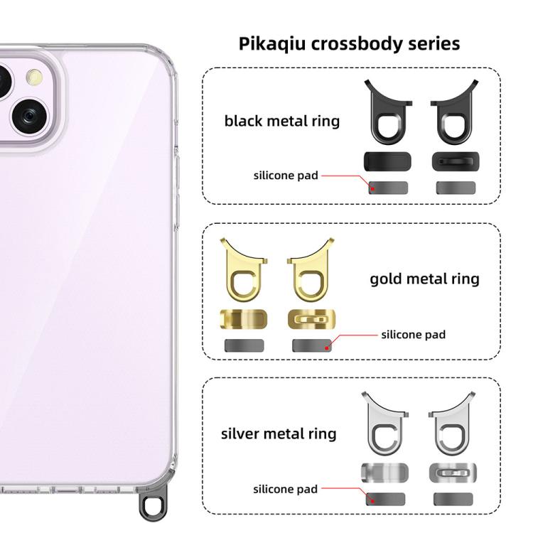 For iPhone 14 Plus Kalebol Minimalist High Transparency Multi Color Lanyard Hole Phone Case