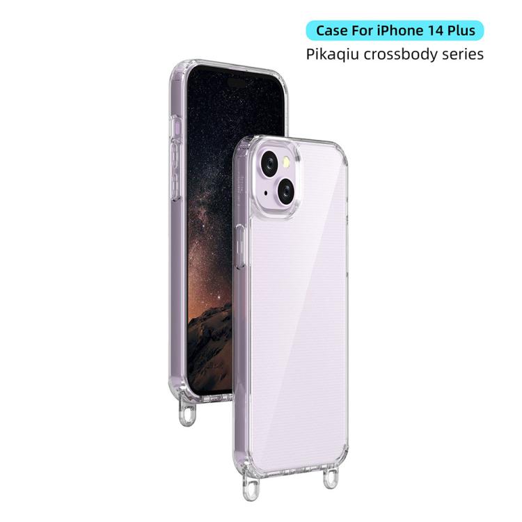 For iPhone 14 Plus Kalebol Minimalist High Transparency Multi Color Lanyard Hole Phone Case