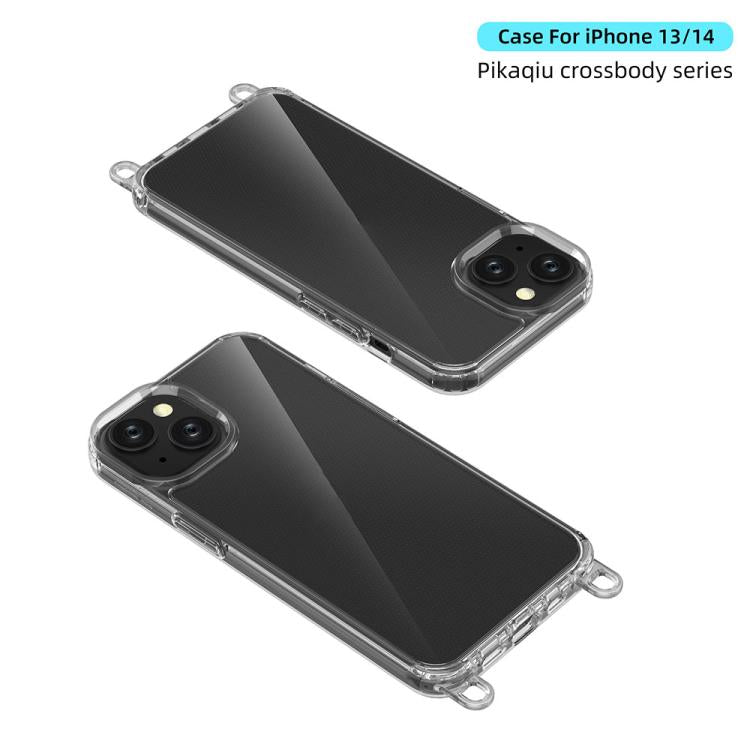 For iPhone 14 Kalebol Minimalist High Transparency Multi Color Lanyard Hole Phone Case