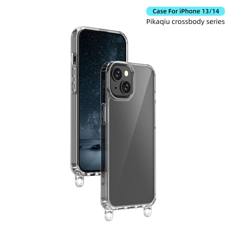 For iPhone 14 Kalebol Minimalist High Transparency Multi Color Lanyard Hole Phone Case