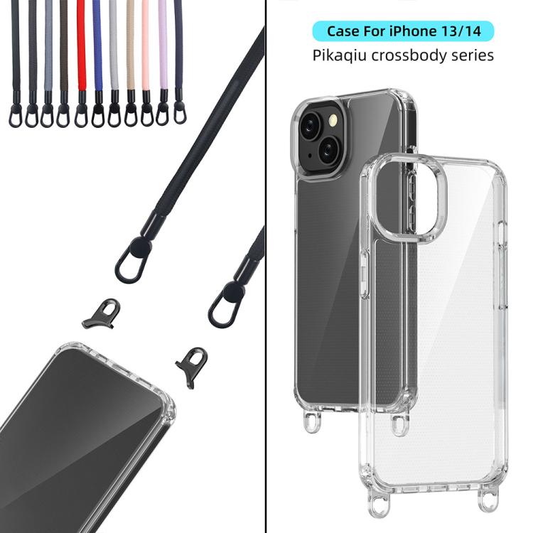 For iPhone 14 Kalebol Minimalist High Transparency Multi Color Lanyard Hole Phone Case
