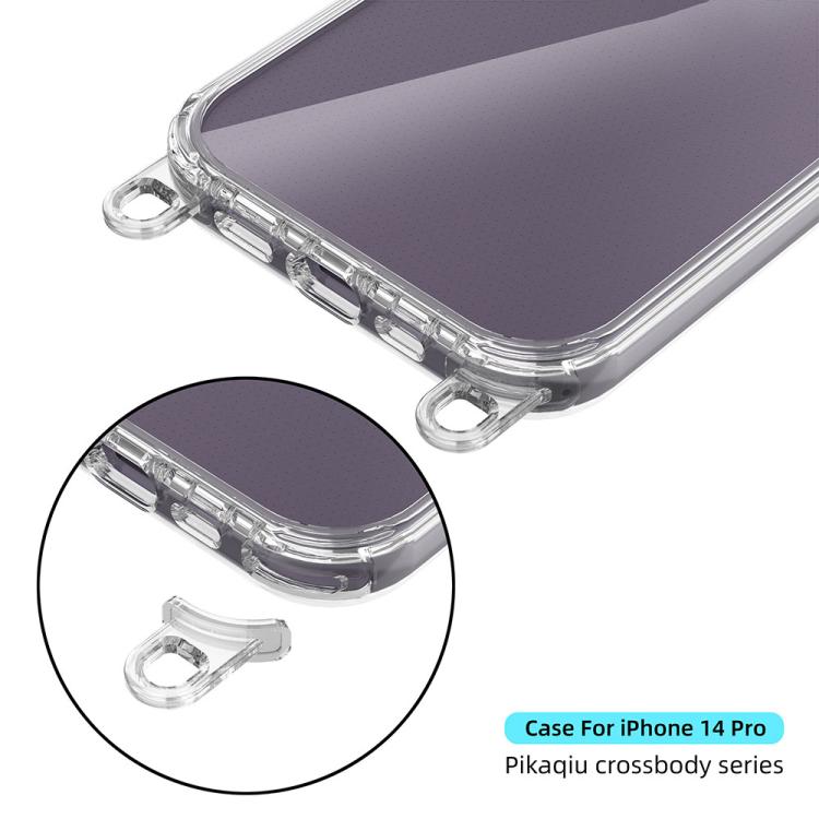 For iPhone 14 Pro Kalebol Minimalist High Transparency Multi Color Lanyard Hole Phone Case