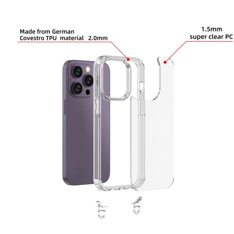 For iPhone 14 Pro Kalebol Minimalist High Transparency Multi Color Lanyard Hole Phone Case