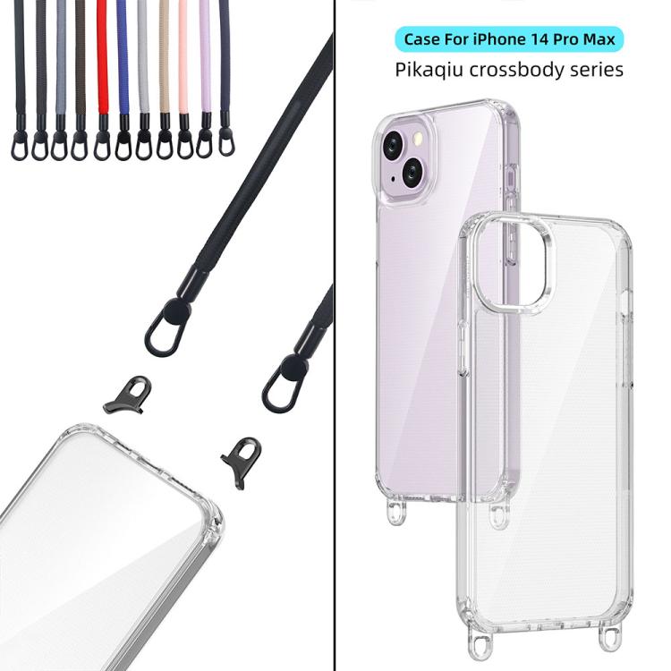 For iPhone 14 Pro Max Kalebol Minimalist High Transparency Multi Color Lanyard Hole Phone Case