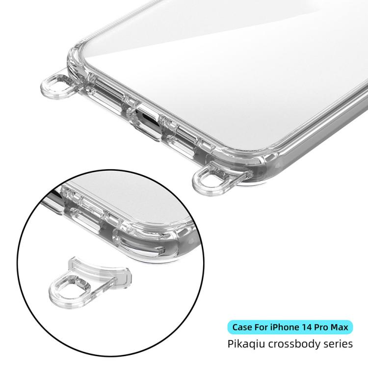 For iPhone 14 Pro Max Kalebol Minimalist High Transparency Multi Color Lanyard Hole Phone Case