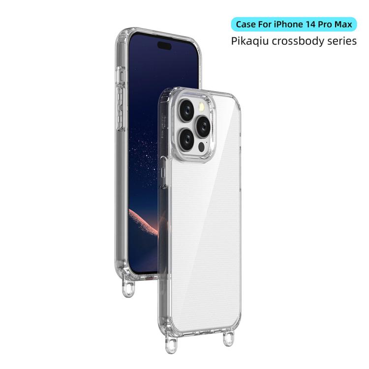 For iPhone 14 Pro Max Kalebol Minimalist High Transparency Multi Color Lanyard Hole Phone Case