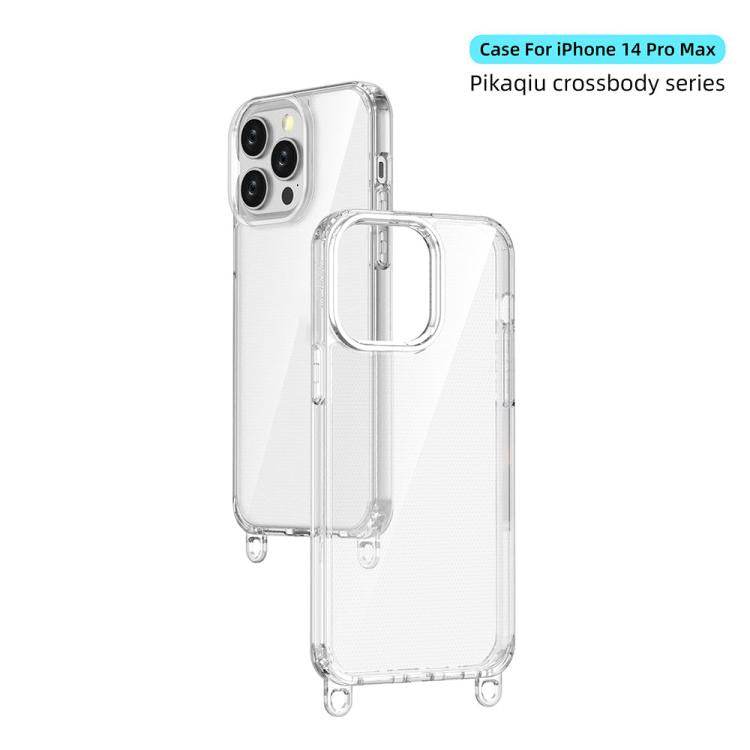 For iPhone 14 Pro Max Kalebol Minimalist High Transparency Multi Color Lanyard Hole Phone Case
