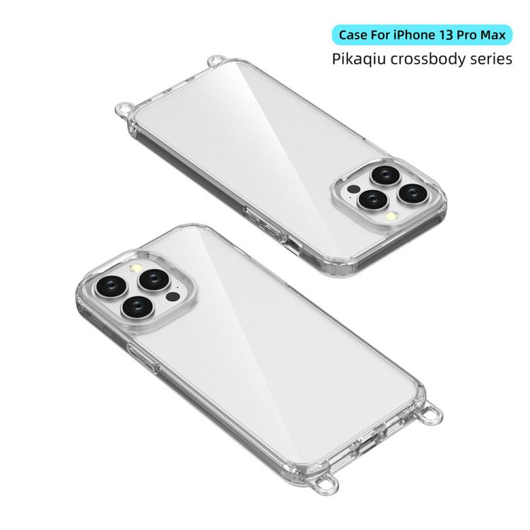 For iPhone 13 Pro Max Kalebol Minimalist High Transparency Multi Color Lanyard Hole Phone Case