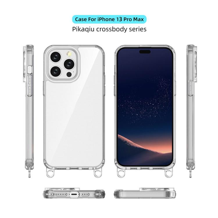For iPhone 13 Pro Max Kalebol Minimalist High Transparency Multi Color Lanyard Hole Phone Case