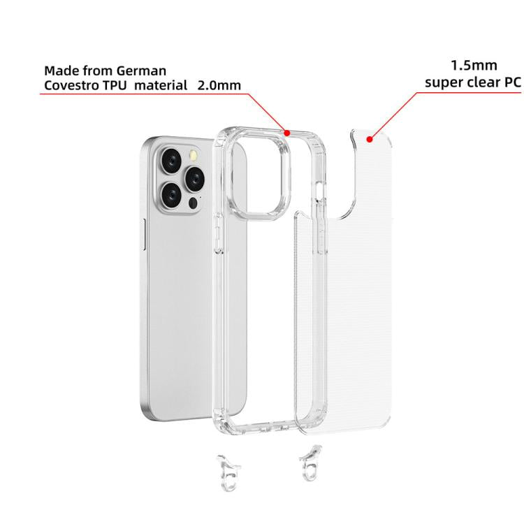For iPhone 13 Pro Max Kalebol Minimalist High Transparency Multi Color Lanyard Hole Phone Case