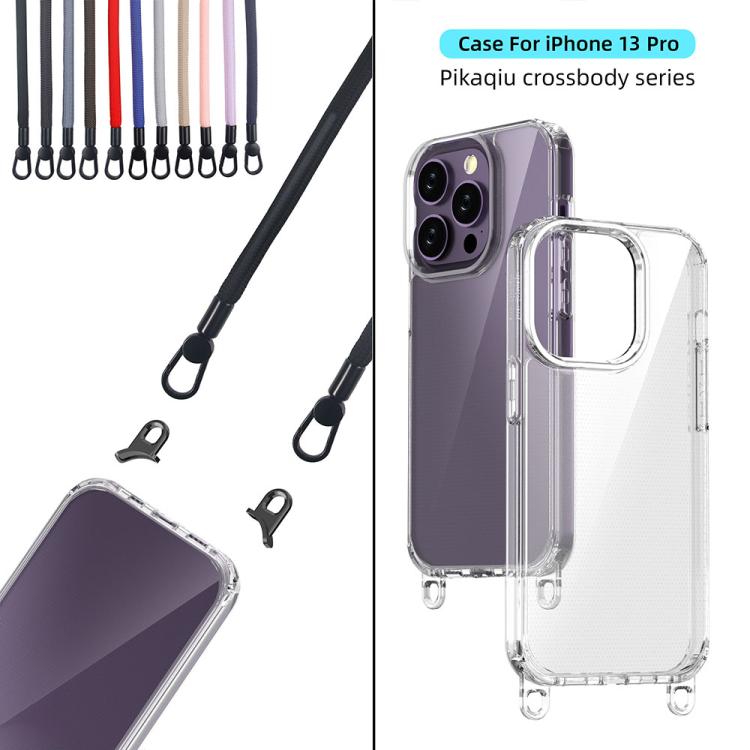 For iPhone 13 Pro Kalebol Minimalist High Transparency Multi Color Lanyard Hole Phone Case