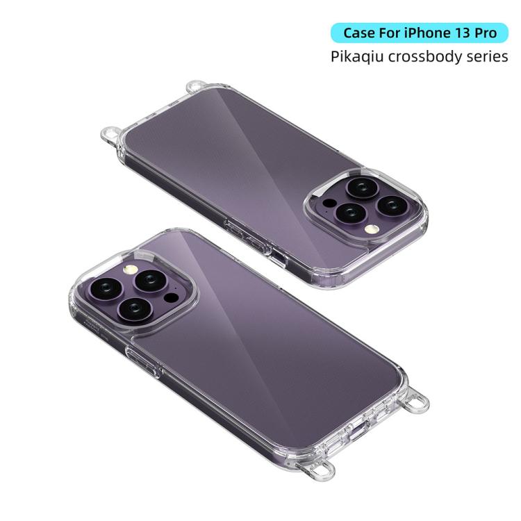 For iPhone 13 Pro Kalebol Minimalist High Transparency Multi Color Lanyard Hole Phone Case