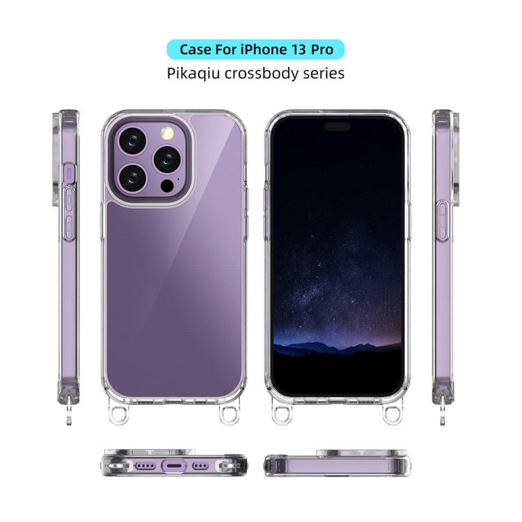 For iPhone 13 Pro Kalebol Minimalist High Transparency Multi Color Lanyard Hole Phone Case