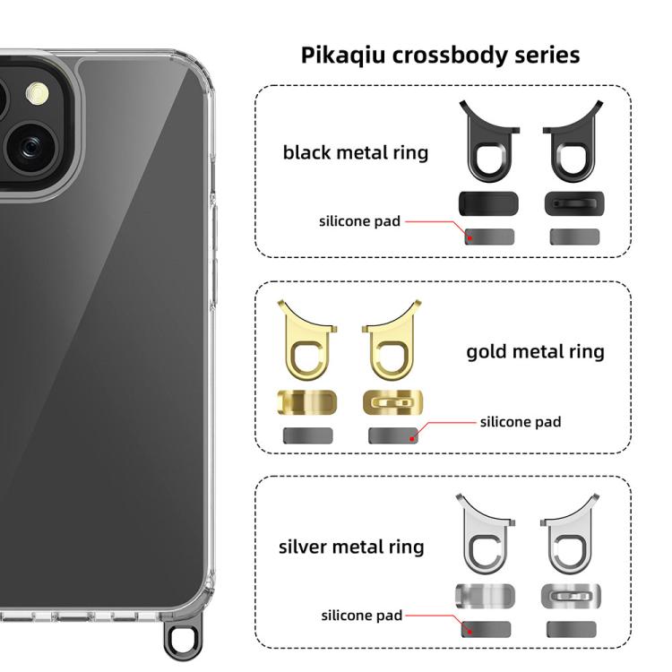 For iPhone 13 Kalebol Minimalist High Transparency Multi Color Lanyard Hole Phone Case