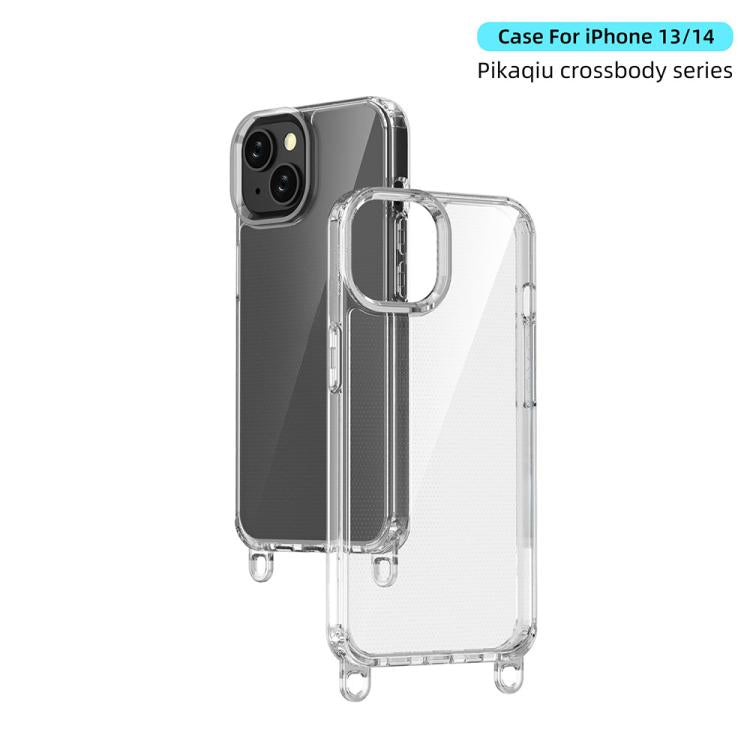 For iPhone 13 Kalebol Minimalist High Transparency Multi Color Lanyard Hole Phone Case