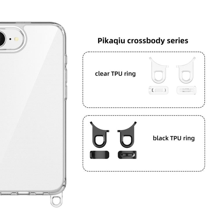For iPhone 17e / 16e Kalebol Minimalist High Transparency Multi Color Lanyard Hole Phone Case
