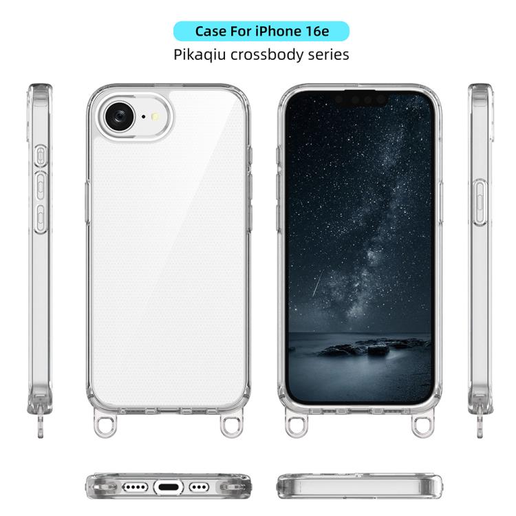 For iPhone 17e / 16e Kalebol Minimalist High Transparency Multi Color Lanyard Hole Phone Case